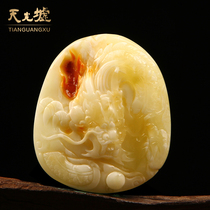 Tiangguang Xu natural amber beeswax Zodiac dragon pendant yellow honey amber pendant mens and womens dragon pendant with certificate