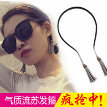 Korean simple back hanging temperament tassel pendant hairband Super fairy Forest department exquisite headband wild out to wear