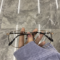 Harajuku wind Net red glasses female round face retro ins plain artifact flat lens with myopia mirror frame male tide