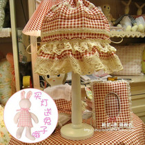 Dispensers Recommended classic red plaid lace cloth art Table lamp field table lamp bedroom headboard dimming light