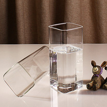 Heat-resistant glass cup household simple ins High Borosilicate square teacup transparent milk beverage cup hotel Teahouse
