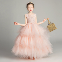 Girl Gown Dress Foreign Air Princess Fluffy Yarn Children Walking Show Birthday Piano Show Little Girl Flowers Child Wedding Dress
