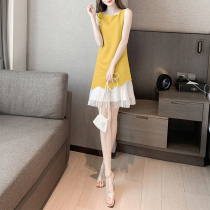 Yellow chiffon dress women Summer 2020 new fashion stitching sleeveless dress fairy Super fairy Mori small man