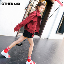 OtherMix short red fried street cowboy womens early autumn 2021 new Korean tooling baseball jacket