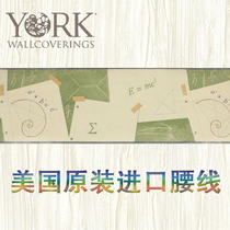 American imported York wallpaper minimalist modern geometric formula pattern bedroom study childrens room wallpaper waistline