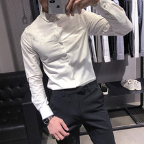 Europe station Inlan mens long sleeve shirt 2022 spring new Korean version of the mans handsome hairdresser inch shirt