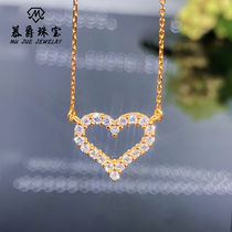 Diamond love pendant necklace female 925 silver plated 18K gold heart shaped moisanishi group Diamond Diamond full diamond choker advanced sense