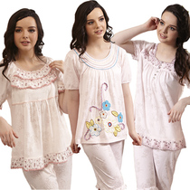 Pajamas summer Ladies short-sleeved shorts pure cotton home wear set women cotton plus fat plus size