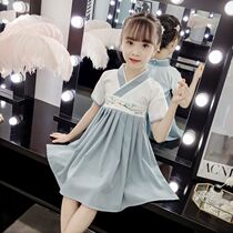 Children Handmaids Summer Costume Ancient Wind Girl Tang Costume China Wind Super Fairy Dress Spring Summer Jacket Girl dress Girl Gun dress