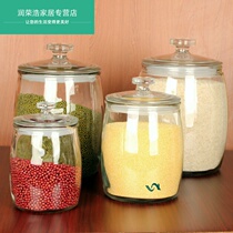 Moisture-proof glass rice barrel transparent household 10kg flour 20kg rice kitchen storage sealed insect-proof rice tank tea