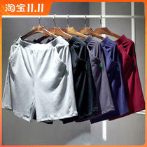 Summer cotton five-point pants thin mens home pajama pants loose beach pants mens large size sports casual shorts