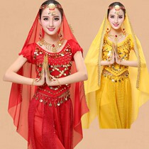 New Indian dance performance practice gauze belly dance headgear lace gauze necklace earrings finger bracelet