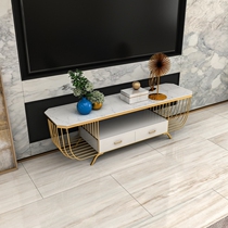  Nordic marble TV cabinet small apartment living room coffee table combination Simple light luxury postmodern European floor cabinet set
