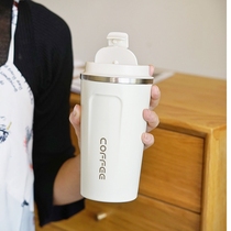 Soya milk thermos cup portable coffee Korean stainless steel car Cup mens office ladies simple ins
