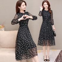 Broken Flowers One-piece Dress Autumn Dress 2021 New Ladys Belly SLIM OCEAN Slimmer Ocean-Style Temperament Dress Dress