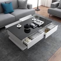 Nordic simple light luxury tea table TV cabinet combination post modern small apartment living room tempered glass square tea table