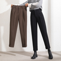 Gross 90% pants woman autumn winter 2021 new high waist loose Harun trousers with slim fit straight cylinder black western dress pants