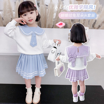 2022 New Girl Jk Suit 2022 Spring Autumn New Trend Womens Baby Foreign Air Solar-Style Plexu Skirt Suit