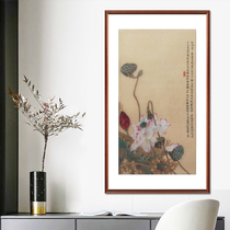 (Artisan Embroidery) pure handmade embroidered living room decoration hanging painting < ancient wind lotus flower > Su embroidery real silk