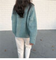 2021 autumn and winter New Korean version of lazy wind very fairy pullover round neck sweater women wear loose knit shirt top