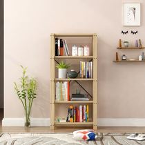 Wooden shelf Solid wood shelf Pine bookshelf Bedroom multi-layer shelf storage rack Wooden floor shelf