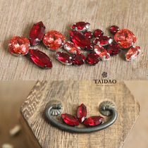 Rhinestone flash Diamond beads DIY handmade jewelry beaded material base hand sewing drill various shapes Red