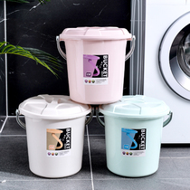 Thickened plastic bucket household portable storage bucket fishing bucket student laundry bath with large cover