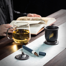 Glass heat-resistant tea separation cup large capacity household personal water cup cover filter bubble tea cup office cup