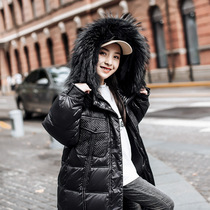 Next win girls winter clothing down jacket white duck down thick warm medium long childrens clothing cotton jacket tide