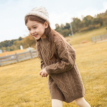 Girls sweater 2021 new pullover autumn and winter clothes thick baby girl childrens long bottoming sweater coat