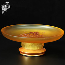Taiwan glass pure copper lotus fruit plate for Buddha glass fruit plate for pan tribute pan fruit plate Buddhist supplies ornaments