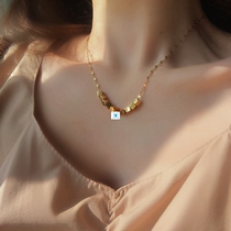 Fadeless small square necklace female clavicle chain design