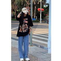 Hip Hop Character Print Short Sleeve T-Shirt Women ins American Vintage Brand 2021 Summer Loose oversize Top