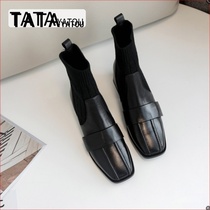 TATA YATOU He her girl shoes 100 hitch socks boots female elastic skinny skinny boots low heel to Martin boots woman