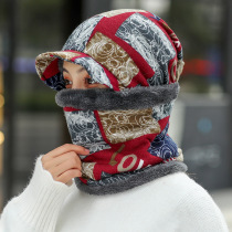 Autumn-winter new gushed thickened walled neck hat Two suits ladies bike hat Warm Windproof Duck Tongue Cap