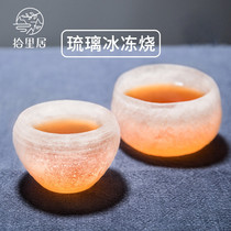 Shiliju white glass teacup Heat-resistant thickened tea cup Master cup Glass frozen and burned Kung Fu tea lamp