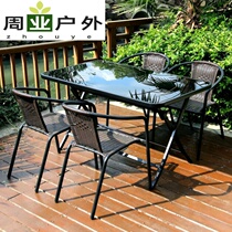 Outdoor leisure table and chair rattan chair balcony open air cafe courtyard outdoor garden table and chair combination five sets