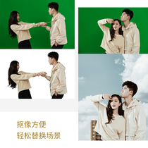 Green screen keying cloth Large size photography green cloth keying background cloth Blue white professional film and television green screen live video hanging cloth Portrait post-special effects studio shooting keying background cloth
