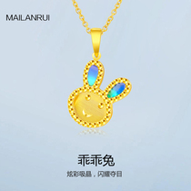 Milan Rui 5g golden rabbit enamel set chain 999 full gold rabbit pendant gold necklace