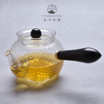 Words Heat-resistant glass teapot wood handle side to make tea-maker Japanese style Hammer Cook Teapot tea with filter teapot