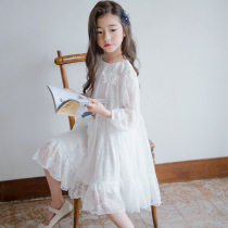 Girls dress spring and summer 2019 new lace dress white big children princess dress Korean fairy dress