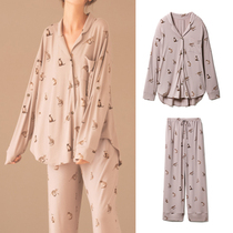 Japanese Japanese ins New modal cute new cat long sleeve trousers home wear autumn and winter pajamas