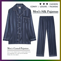 Spring and autumn Ice Silk Long sleeves Mens pyjamas Han version of the shirt Home Clothing Silk Extractable Suit Slim Summer SL