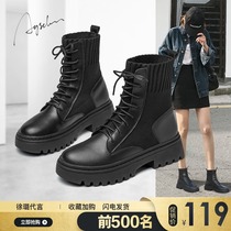 Martin boots female 2021 Winter plus velvet new English style thick-soled leather spring and autumn boots small autumn boots