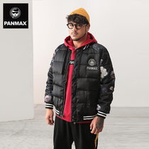 PANMAX men's winter coat short cotton trendy fat men's cotton printed plus size cotton coat