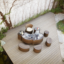 New Chinese Tea Table Chair Combination Living Room Home Utilita Tea Several Balcony Garden Outdoor Leisure Tea Desk Creative Tea Table