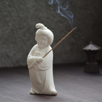 Creative ceramic lady incense holder Incense insert line incense table Household incense sandalwood incense insert plate decoration