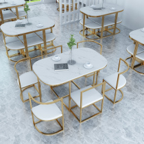 Milk tea shop coffee shop table and chair combination Net Red simple casual restaurant snack restaurant snack burger dessert shop table and chair