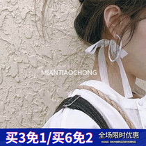 Cotton sliver insects Japanese and Korean ins Super fire Summer Super fairy ribbon ring earrings earrings earrings earrings earless ear clip earrings