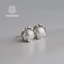 Pirate ship silver jewelry 2020 new trendy earrings water pearl earrings personality femininity Korean simple earrings